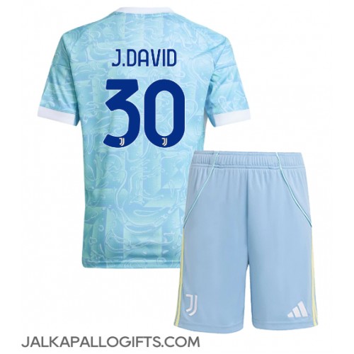 Juventus Jonathan David #30 Vieras Peliasu Lasten 2025-26 Lyhythihainen (+ Lyhyet housut)